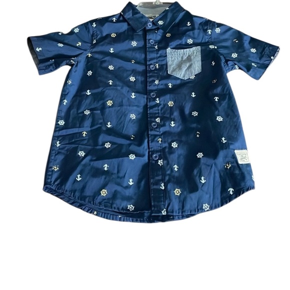 Boys size 7 original weatherproof vintage blue short sleeve button-down shirt - Picture 1 of 7